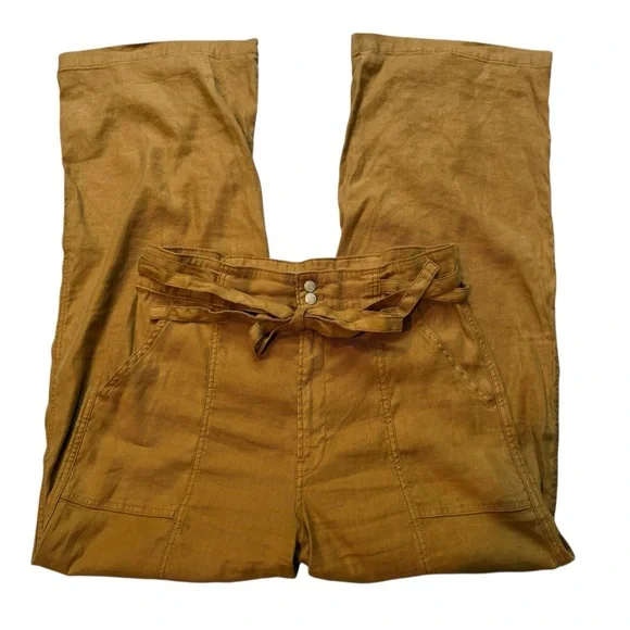 HUDSON (Anthropologie) Tie Waist Wide Leg Trouser in Desert Sand, Sz 32 - Picture 6 of 14